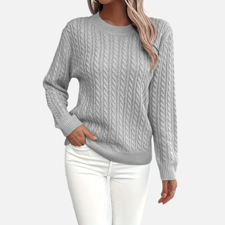Ariste | Pull à col rond et manches longues en maille torsadée pour femme
