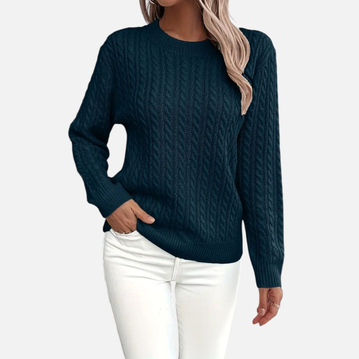 Ariste | Pull à col rond et manches longues en maille torsadée pour femme
