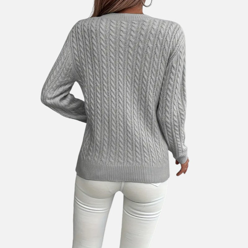 Ariste | Pull à col rond et manches longues en maille torsadée pour femme