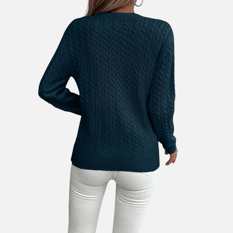 Ariste | Pull à col rond et manches longues en maille torsadée pour femme