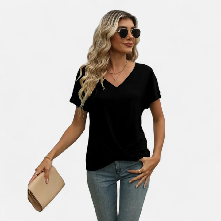 Ariste | T-shirt croisé en bas pour femmes