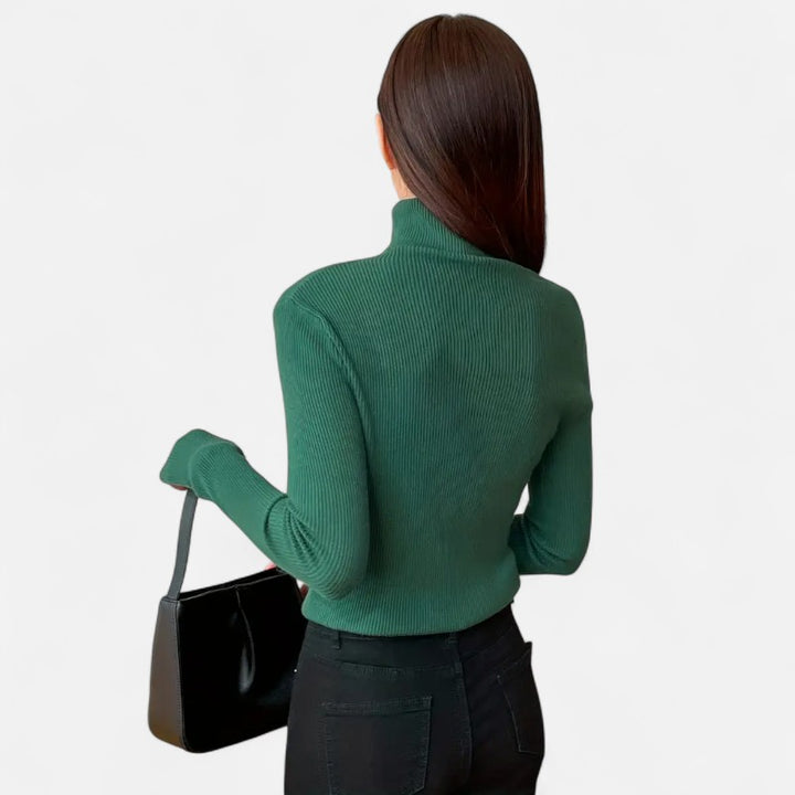 Ariste | Pull Femme Col Roulé Côtelé – Coupe Slim