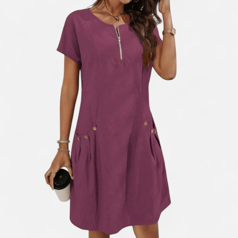 Ariste | Robe en coton à poches pour femme