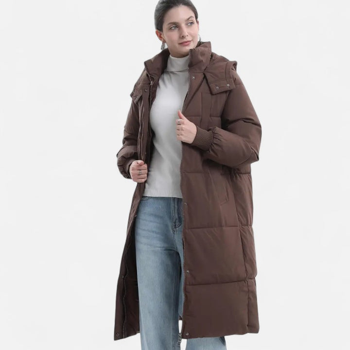 Ariste | Doudoune longue classique à capuche pour femme