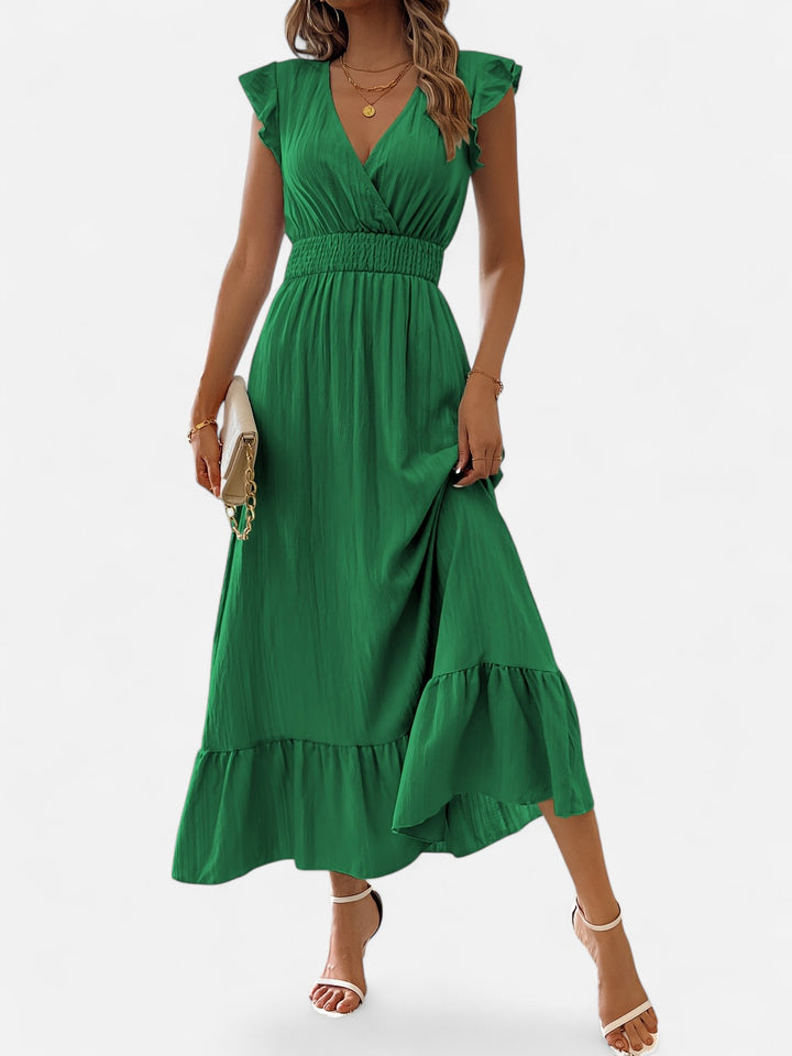 Ariste | Robe élégante à col croisé et manches à volants