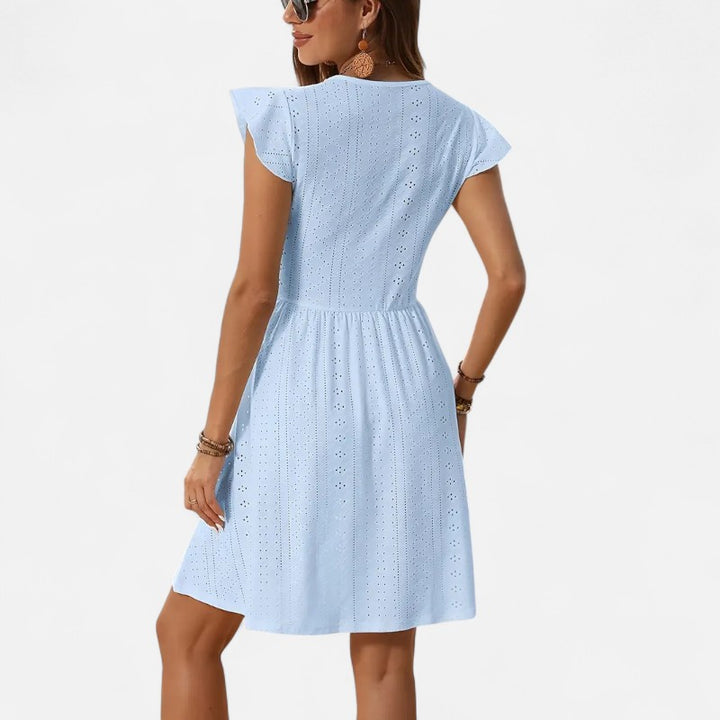 Ariste | Robe courte en broderie anglaise avec dentelle – Femme