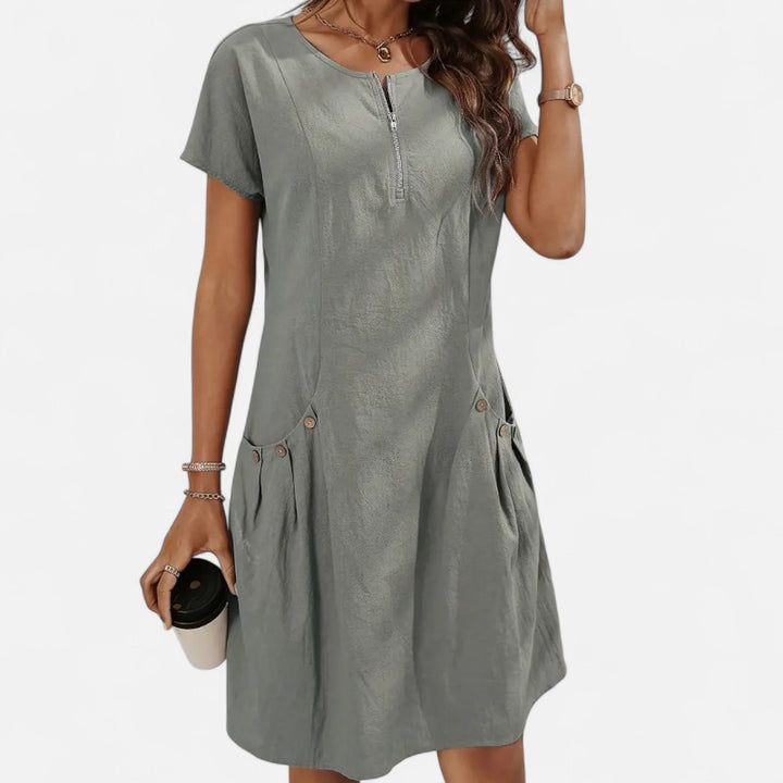 Ariste | Robe en coton à poches pour femme