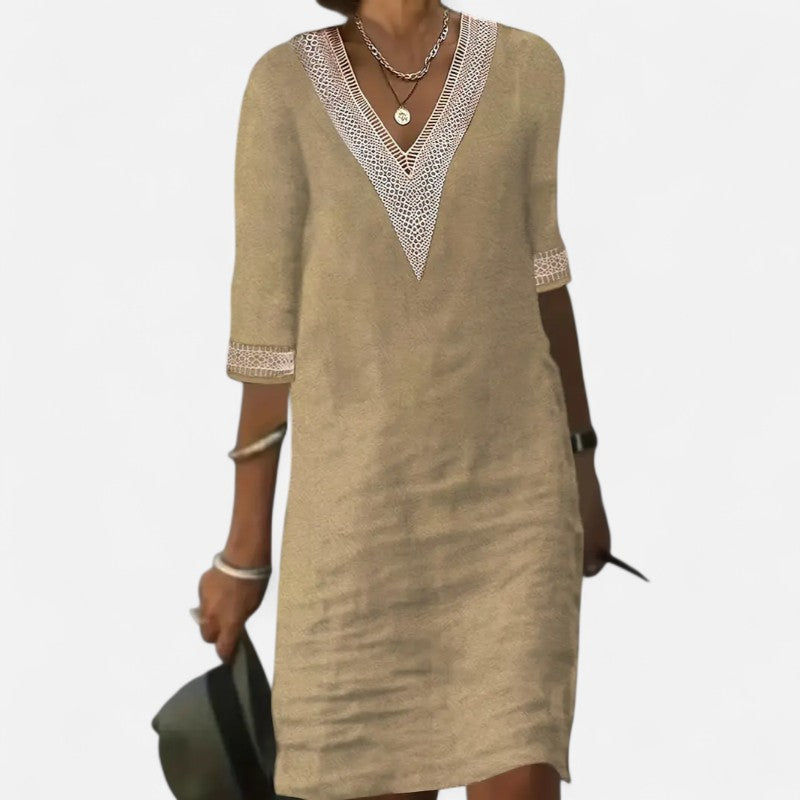 Ariste | Robe d'été à col V en dentelle pour femme