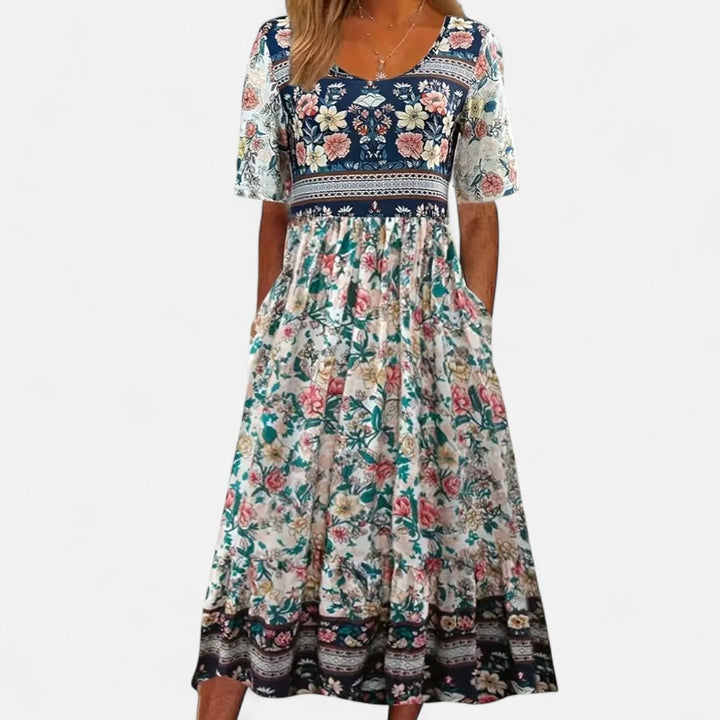 Ariste | Robe longue fleurie fluide avec poches pour femme