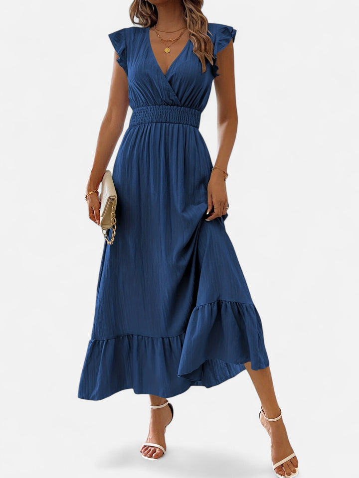 Ariste | Robe élégante à col croisé et manches à volants