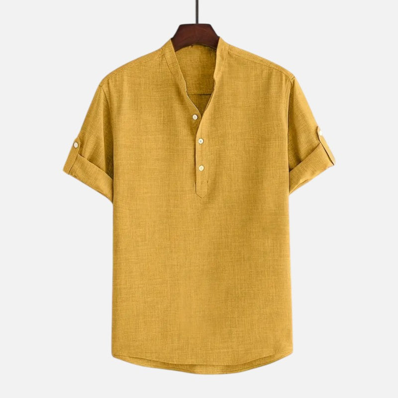 Ariste | Chemise col mao à manches courtes pour homme