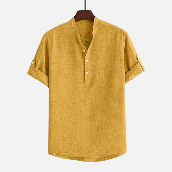 Ariste | Chemise col mao à manches courtes pour homme