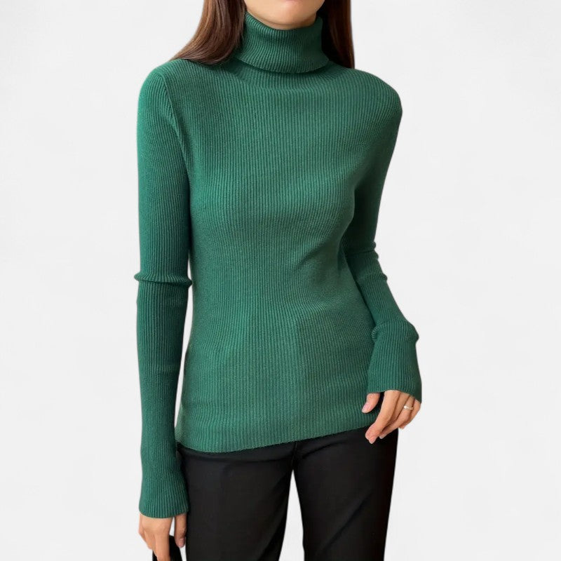 Ariste | Pull Femme Col Roulé Côtelé – Coupe Slim