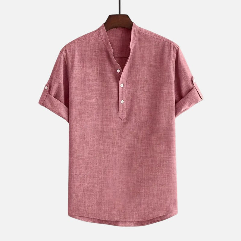 Ariste | Chemise col mao à manches courtes pour homme