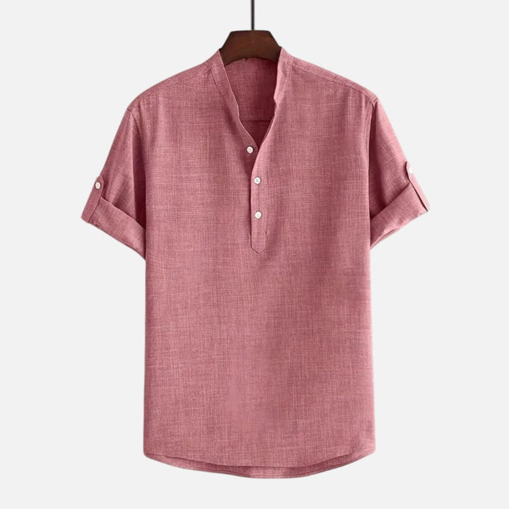 Ariste | Chemise col mao à manches courtes pour homme