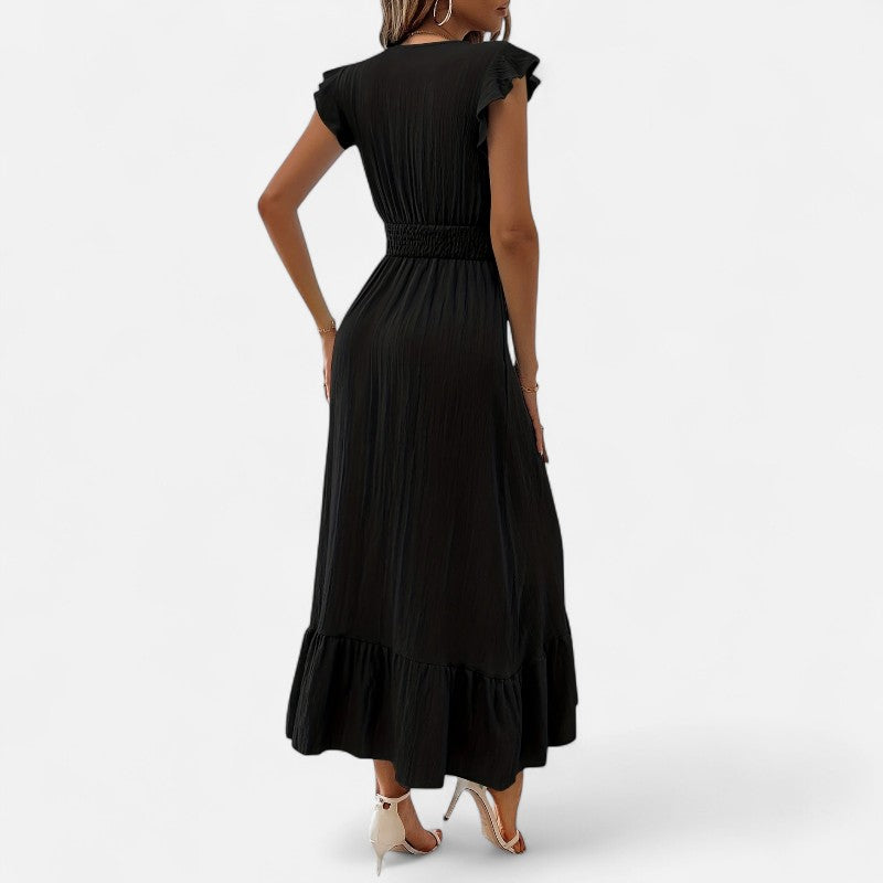 Ariste | Robe élégante à col croisé et manches à volants