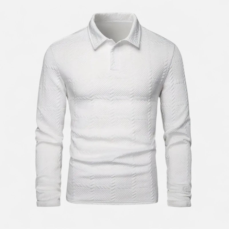 Ariste | Polo homme à manches longues en tissu gaufré