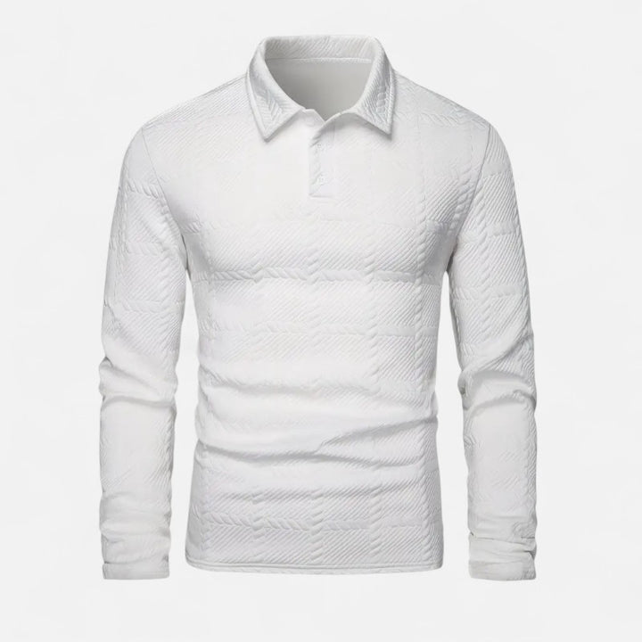 Ariste | Polo homme à manches longues en tissu gaufré