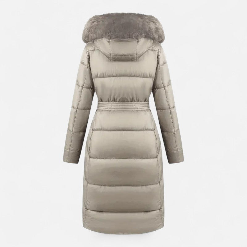 Ariste | Manteau d'hiver mi-long pour femme avec capuche en fausse fourrure