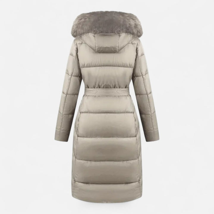 Ariste | Manteau d'hiver mi-long pour femme avec capuche en fausse fourrure