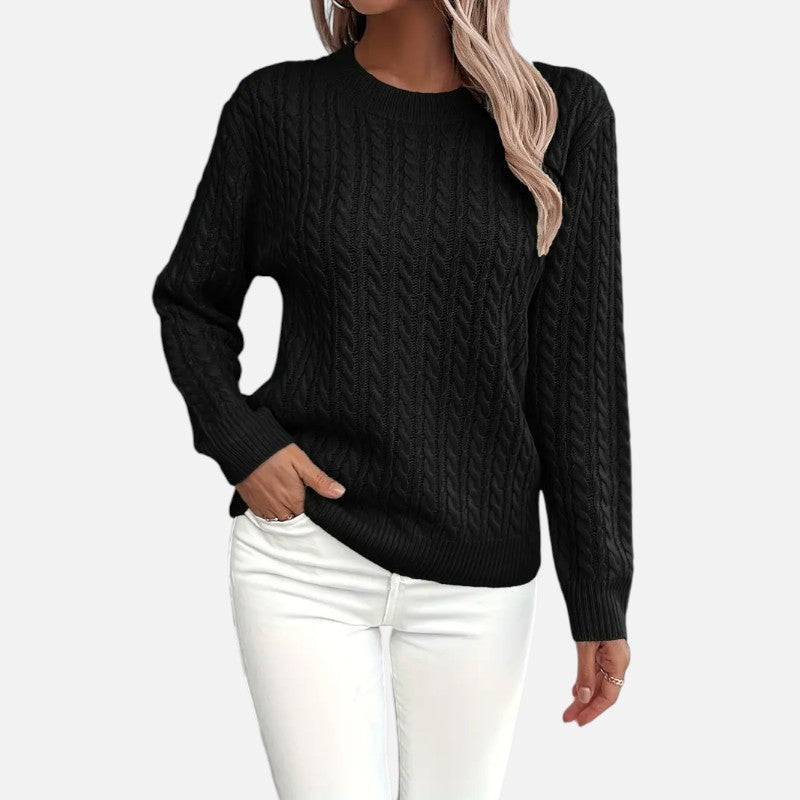 Ariste | Pull à col rond et manches longues en maille torsadée pour femme