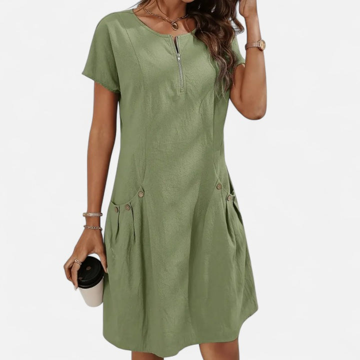Ariste | Robe en coton à poches pour femme