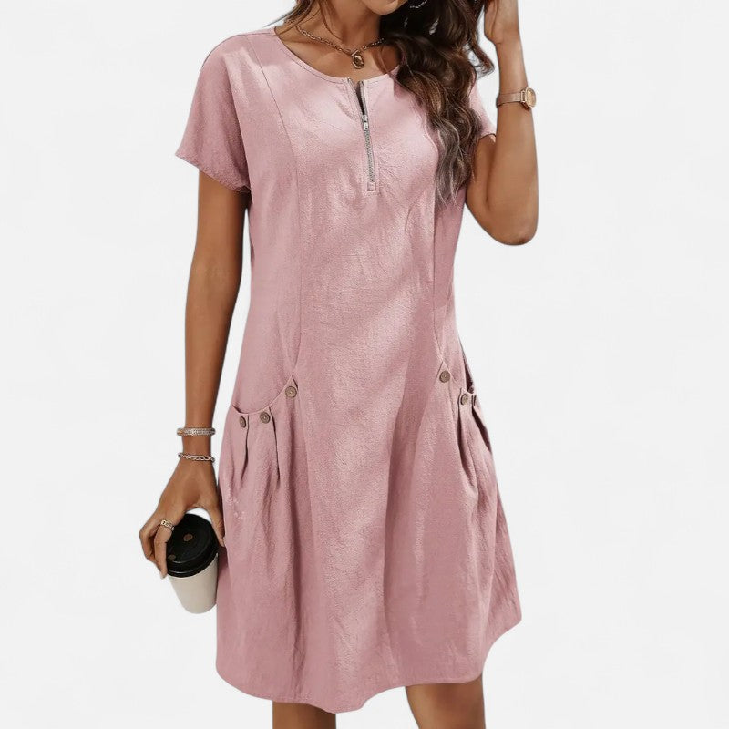 Ariste | Robe en coton à poches pour femme