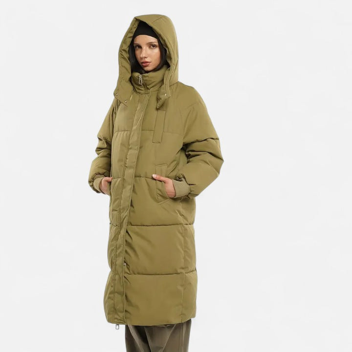 Ariste | Doudoune longue classique à capuche pour femme