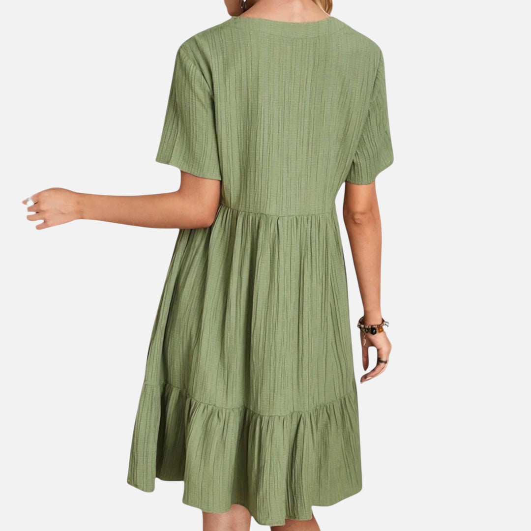 Ariste | Robe ample à col en V et manches courtes pour femme