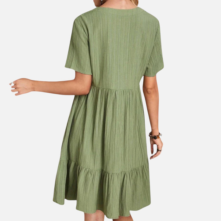 Ariste | Robe ample à col en V et manches courtes pour femme