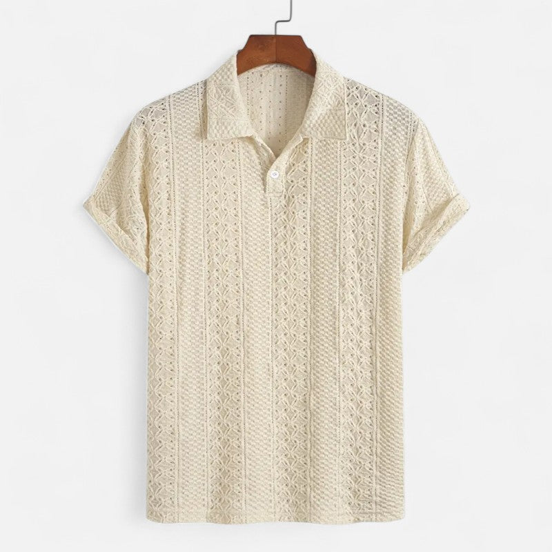 Ariste | Polo texturé à col boutonné pour homme