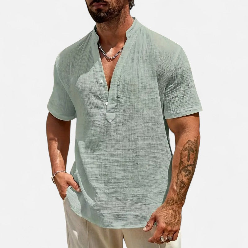 Ariste | Chemise d'été à col mao pour homme