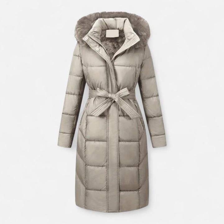 Ariste | Manteau d'hiver mi-long pour femme avec capuche en fausse fourrure