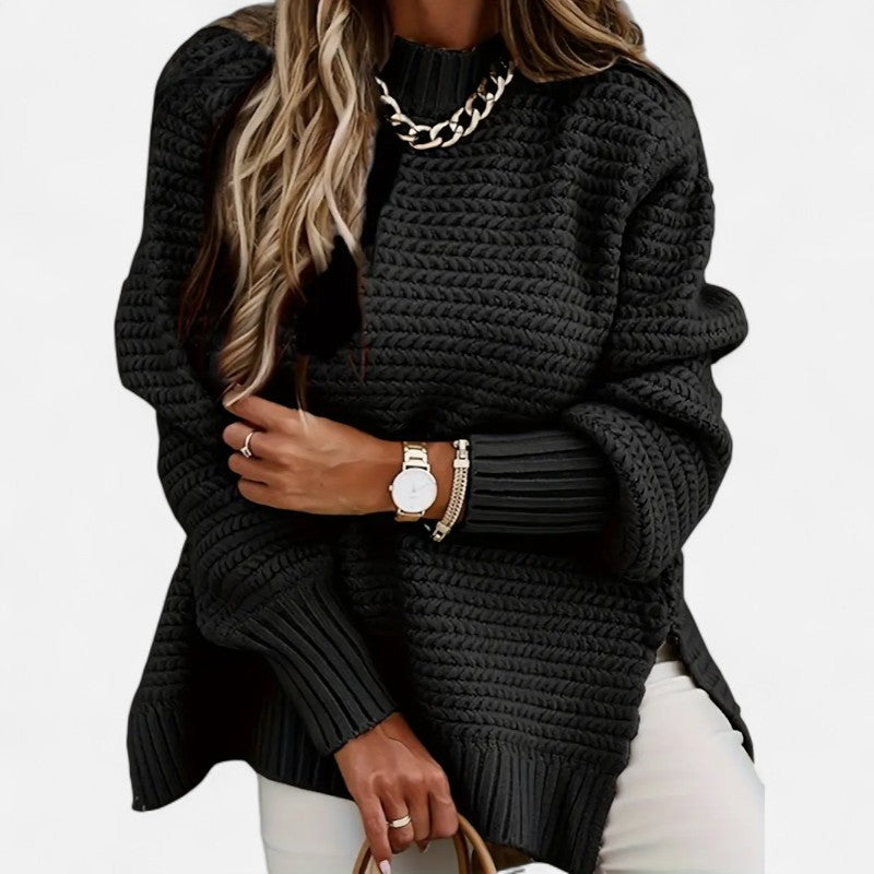 Ariste | Pull Femme Texturé à Demi‑Col Montant – Coupe Oversize & Finitions Élégantes