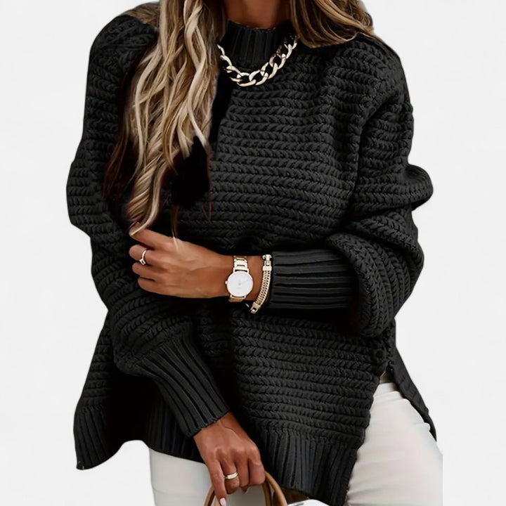 Ariste | Pull Femme Texturé à Demi‑Col Montant – Coupe Oversize & Finitions Élégantes