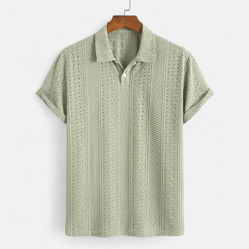 Ariste | Polo texturé à col boutonné pour homme