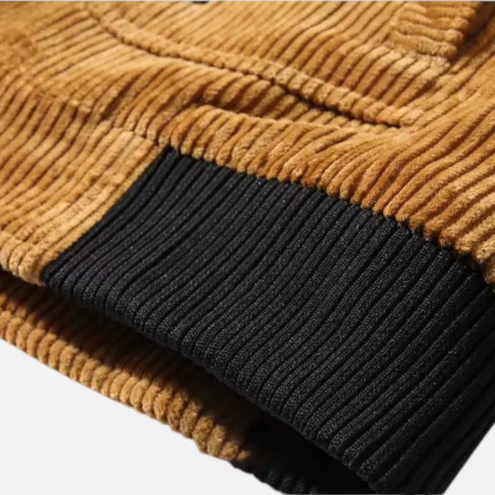 Ariste | Manteau d'hiver pour homme en velours côtelé avec col en fourrure