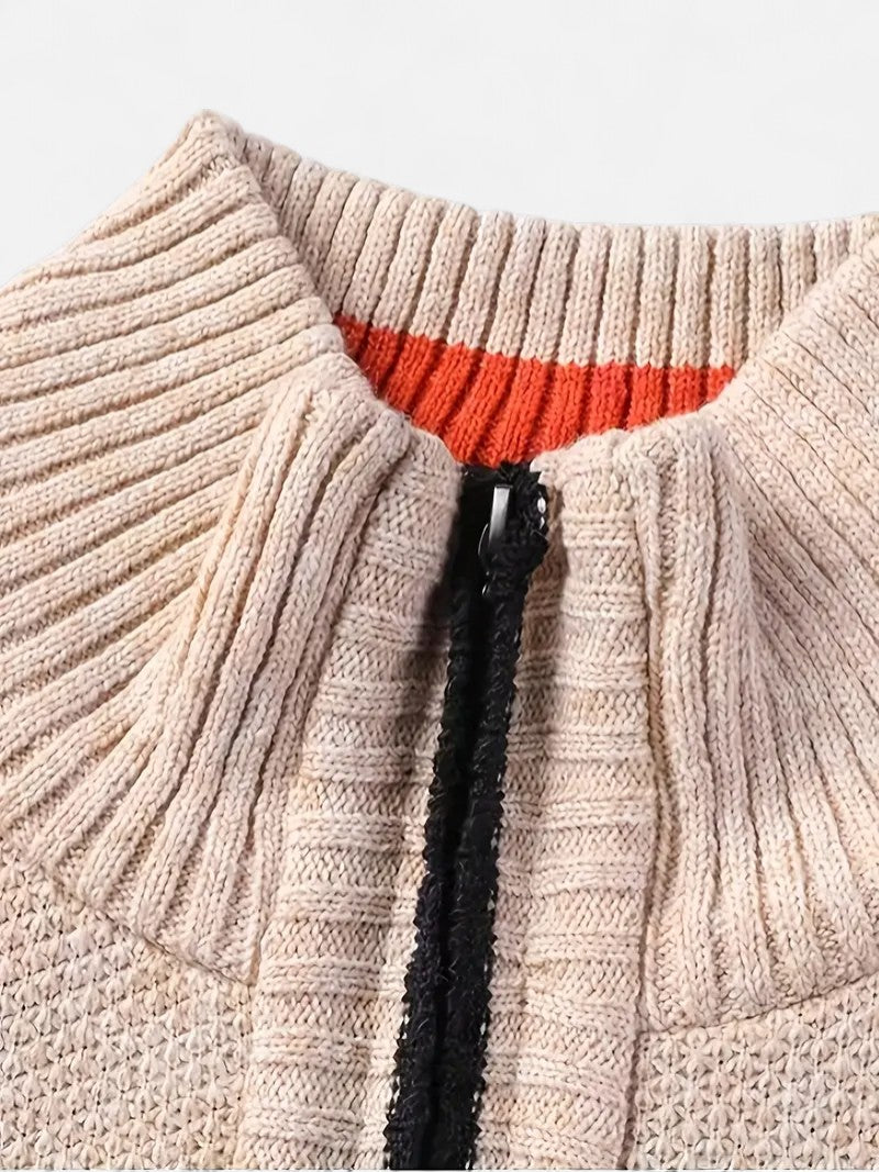 Ariste | Pull-over en tricot à col montant et fermeture éclair pour homme