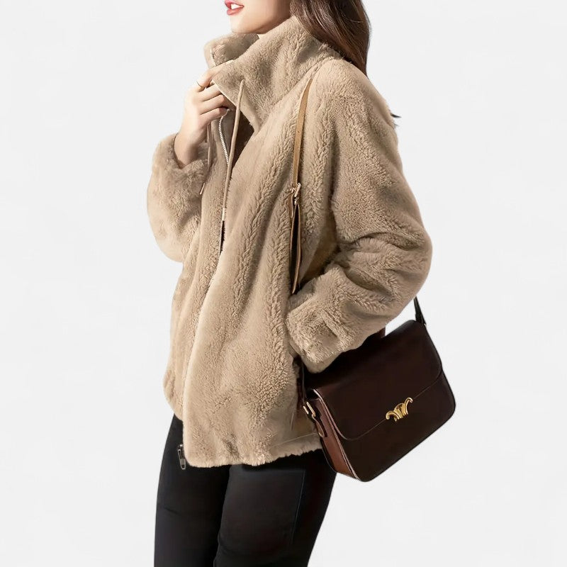 Ariste | Manteau teddy à cordon à serrer pour femme