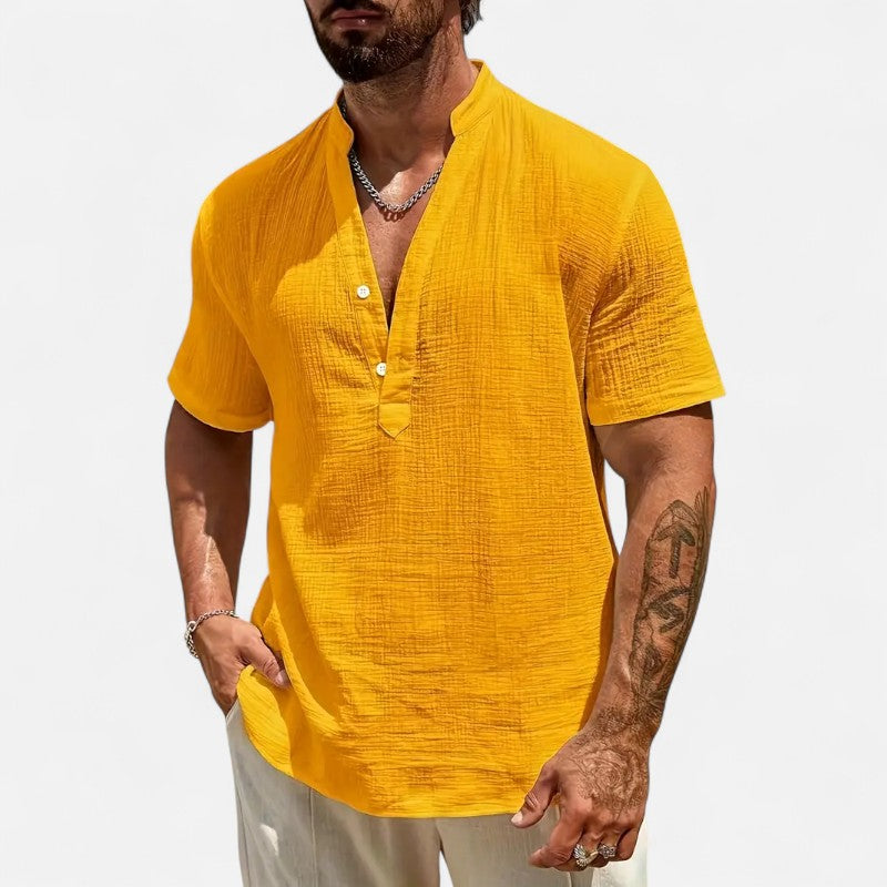 Ariste | Chemise d'été à col mao pour homme