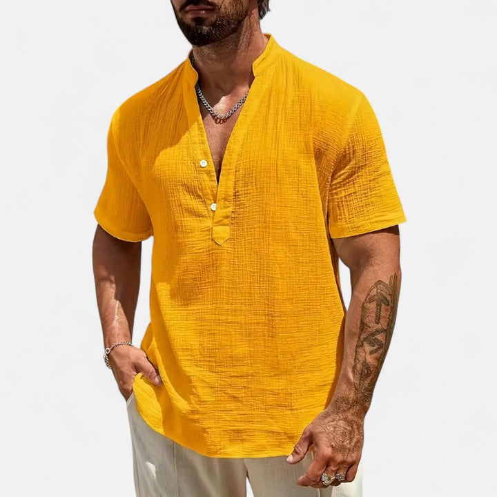 Ariste | Chemise d'été à col mao pour homme