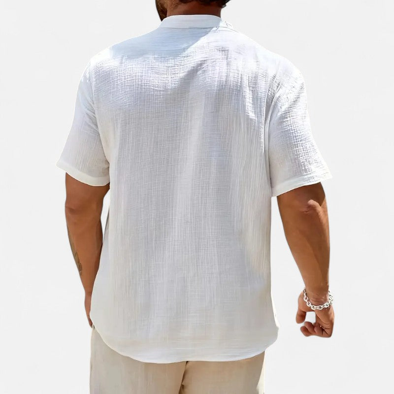 Ariste | Chemise d'été à col mao pour homme