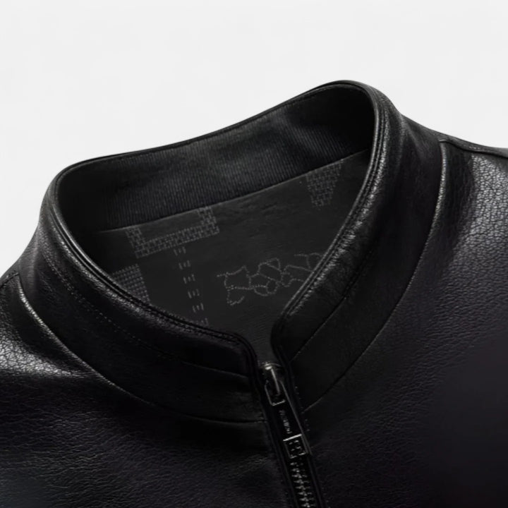 Ariste | Veste en cuir de mouton haut de gamme avec col montant