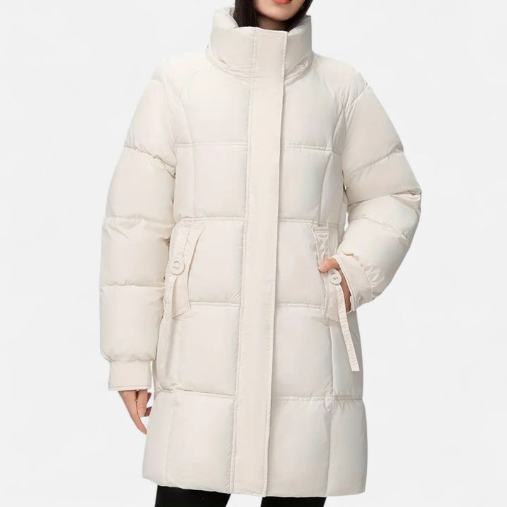 Ariste | Manteau matelassé à capuche mi-long pour femme