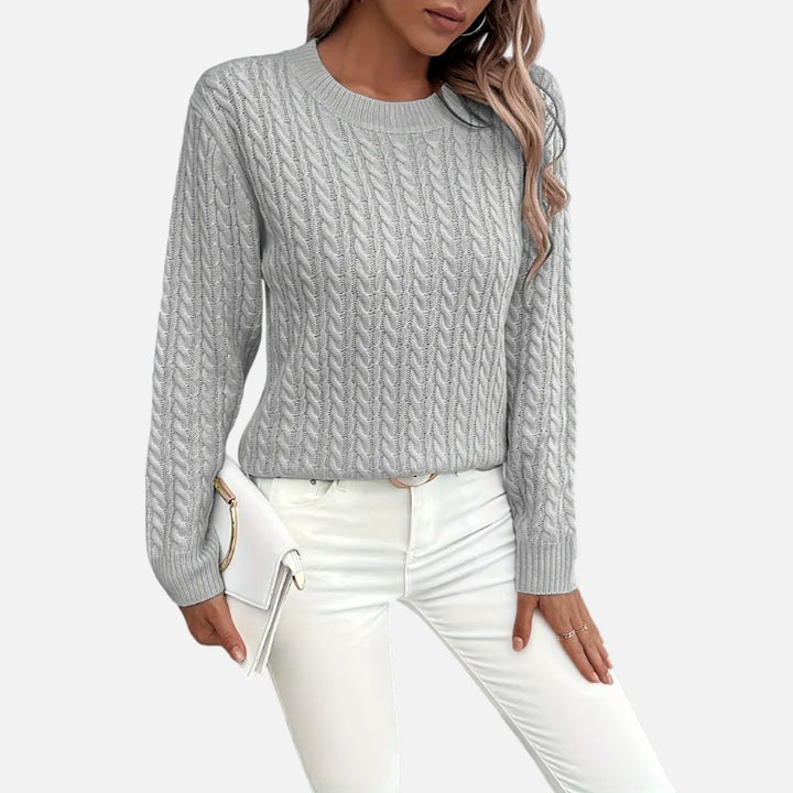 Ariste | Pull à col rond et manches longues en maille torsadée pour femme