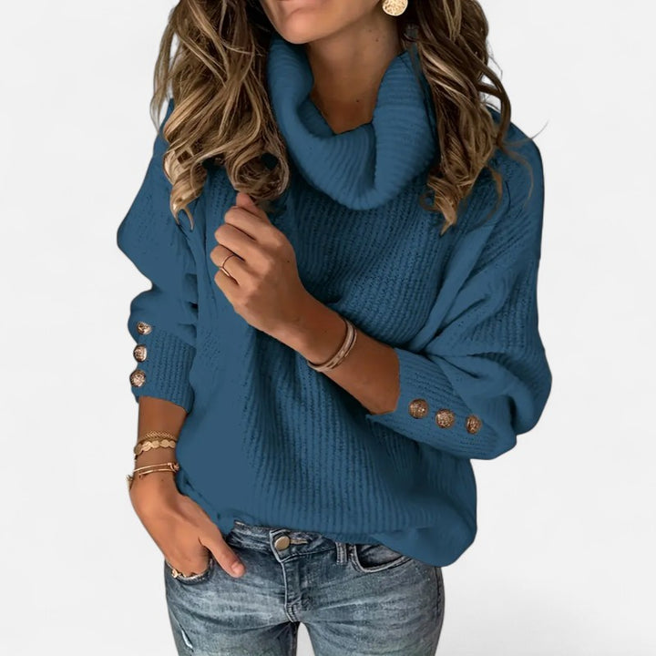Ariste | Pull Femme à Col Haut Décontracté – Boutons Décoratifs