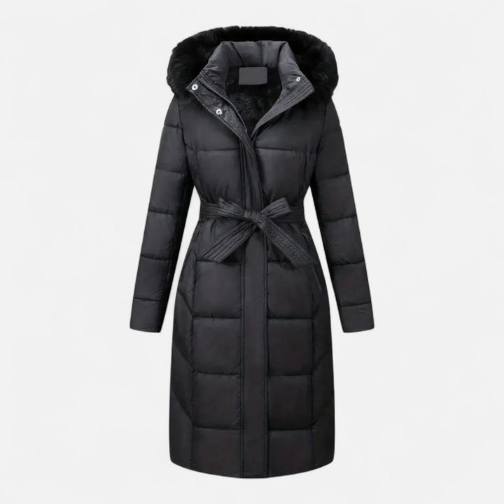 Ariste | Manteau d'hiver mi-long pour femme avec capuche en fausse fourrure