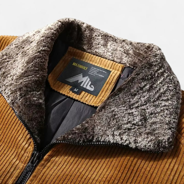 Ariste | Manteau d'hiver pour homme en velours côtelé avec col en fourrure