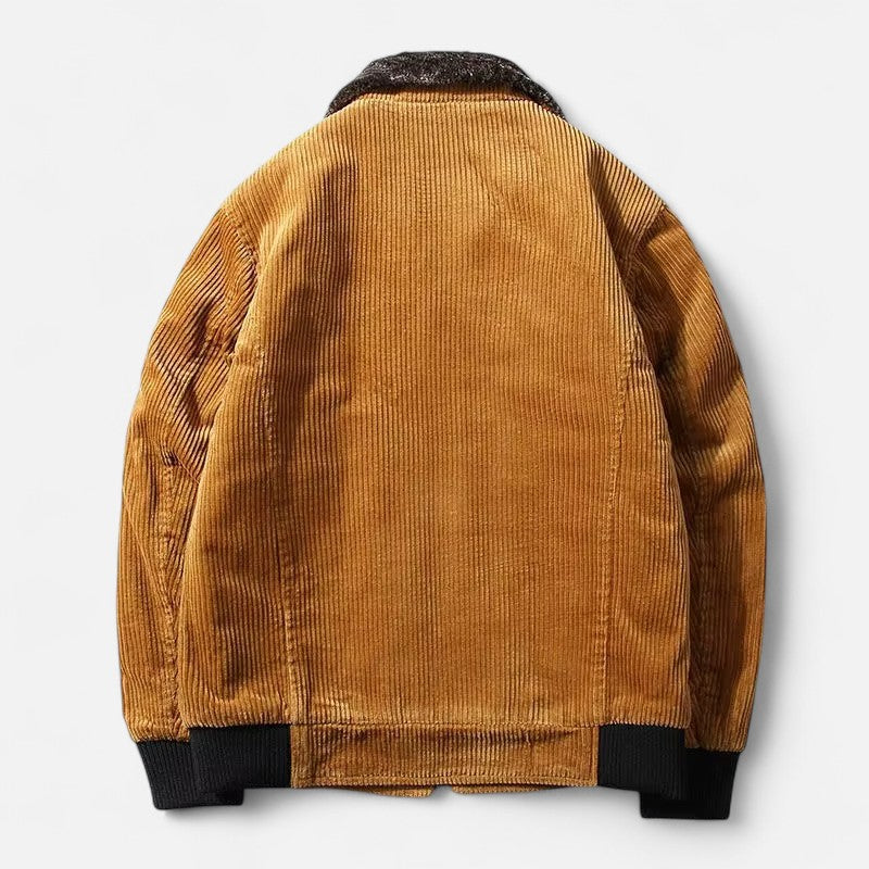 Ariste | Manteau d'hiver pour homme en velours côtelé avec col en fourrure