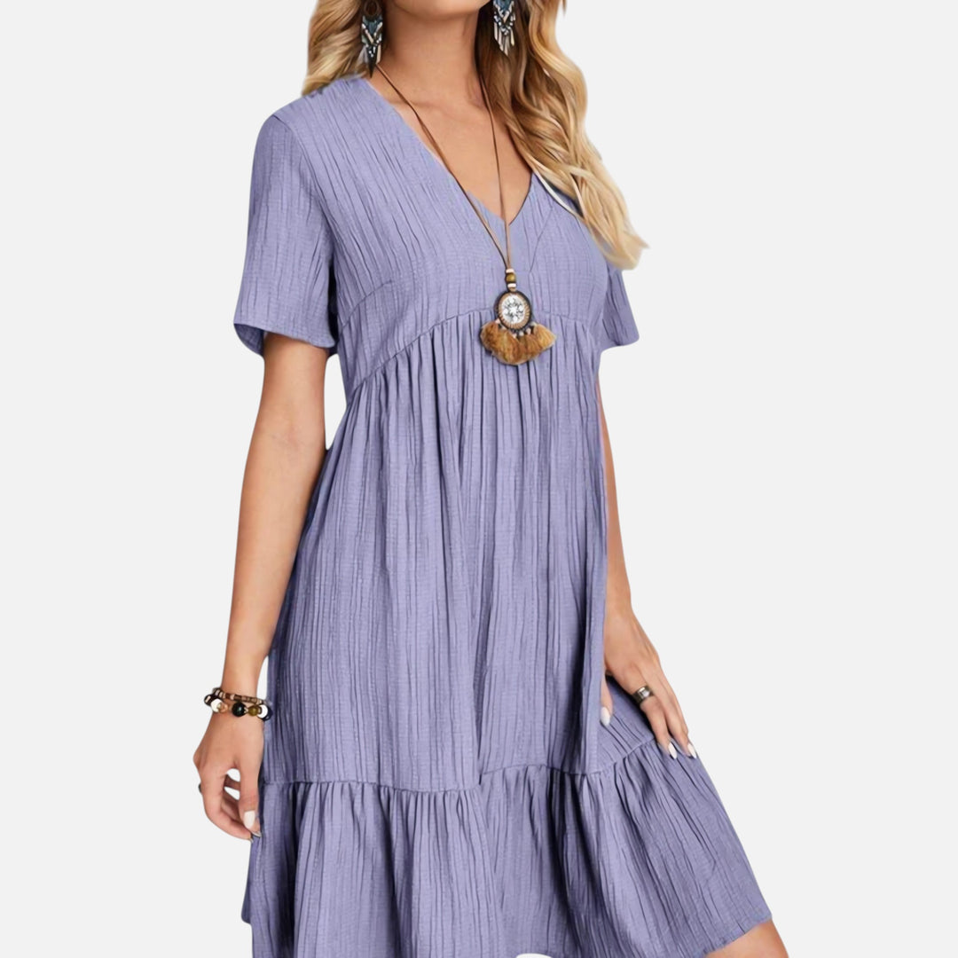 Ariste | Robe ample à col en V et manches courtes pour femme
